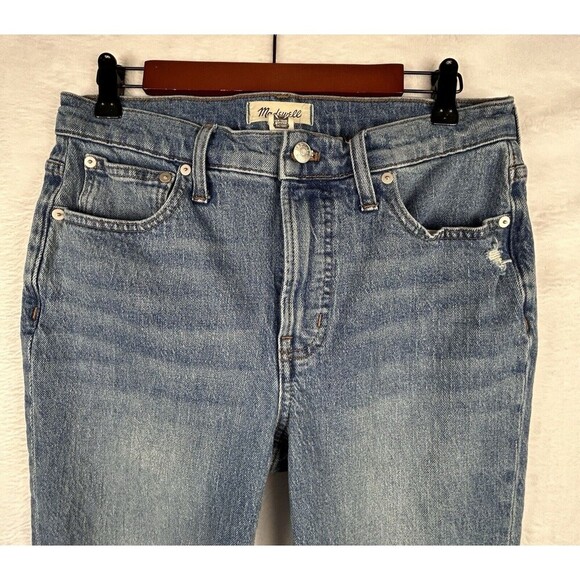 Madewell The Mid Rise Perfect Vintage Jeans 28 in Ainsdale Wash Knee Rip Edition - Picture 2 of 12